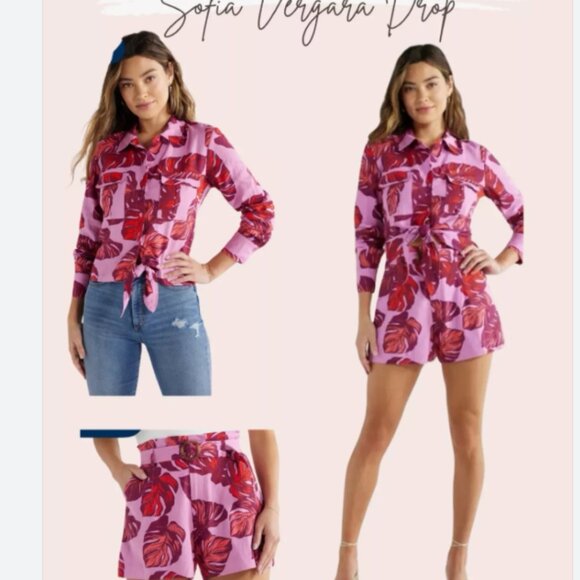 Sofia linen blend tie front top with pockets - Picture 5 of 5